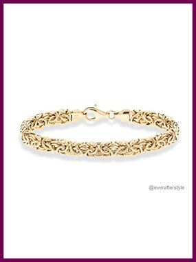 18K Gold Plated 925 Sterling Silver Byzantine Bracelet Italian